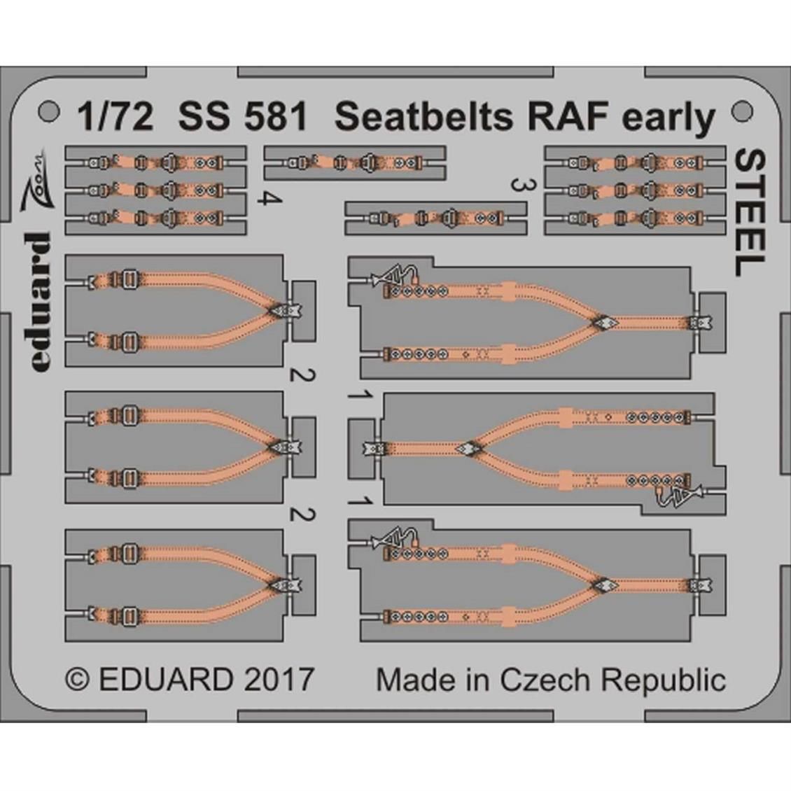 EDUARD SS581 1/72 Seatbelts RAF early STEEL Maket