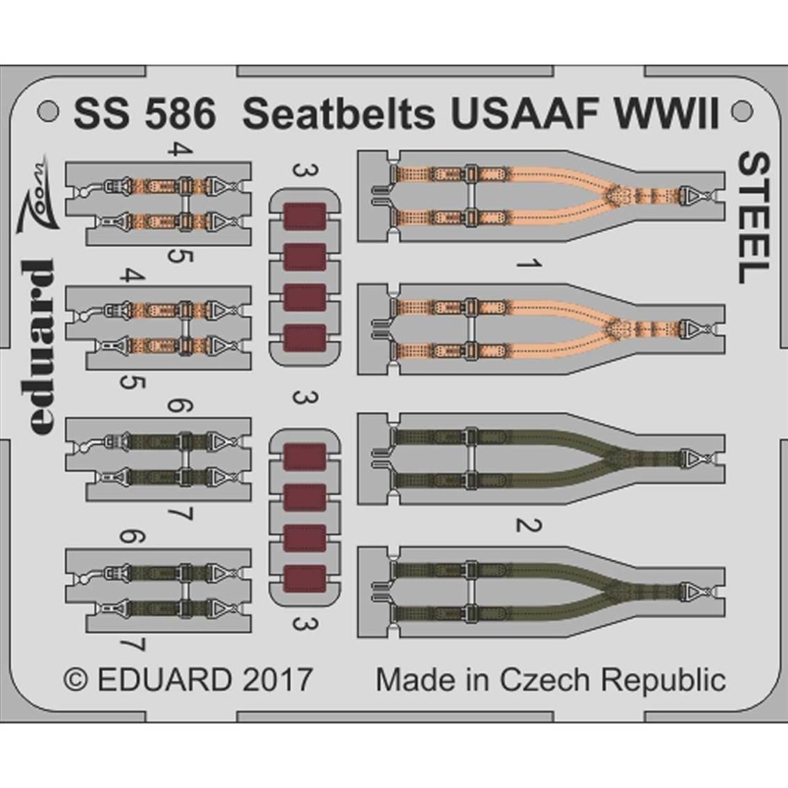 EDUARD SS586 1/72 Seatbelts USAAF WWII STEEL Maket