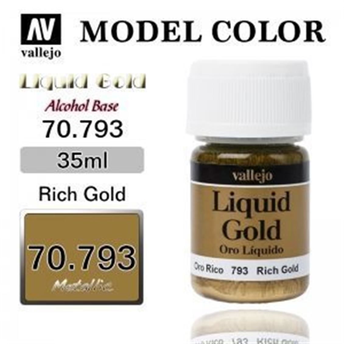 Vallejo 70793 35 ml. (214) Rich Gold (Alcohol Based), Metal Pigmentli Alkol Bazlı Model Boyası