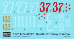 Academy 13505 1/35 Sovyet T-34/76 NO.183 Factory Product Tankı Demonte Plastik Maketi