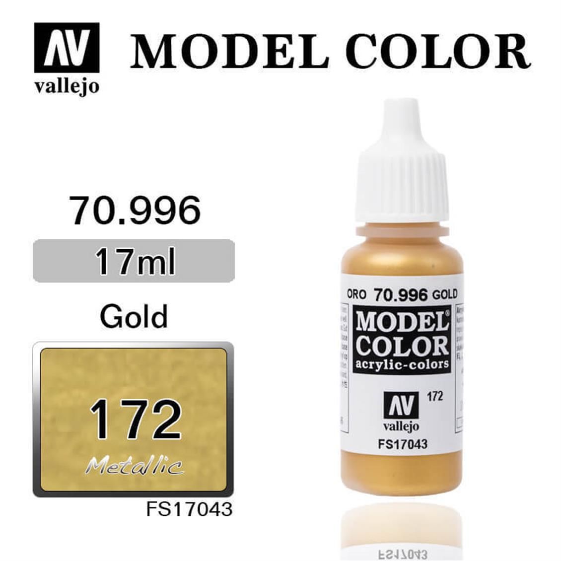 Vallejo 70996 17 ml. (172) Gold-Metallic, Model Color Serisi Model Boyası