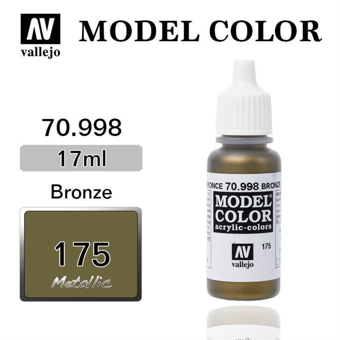 Vallejo Model Color 70998 – Bronzo Acrilico 17ml – Colore Opaco Per Modellismo E Miniature