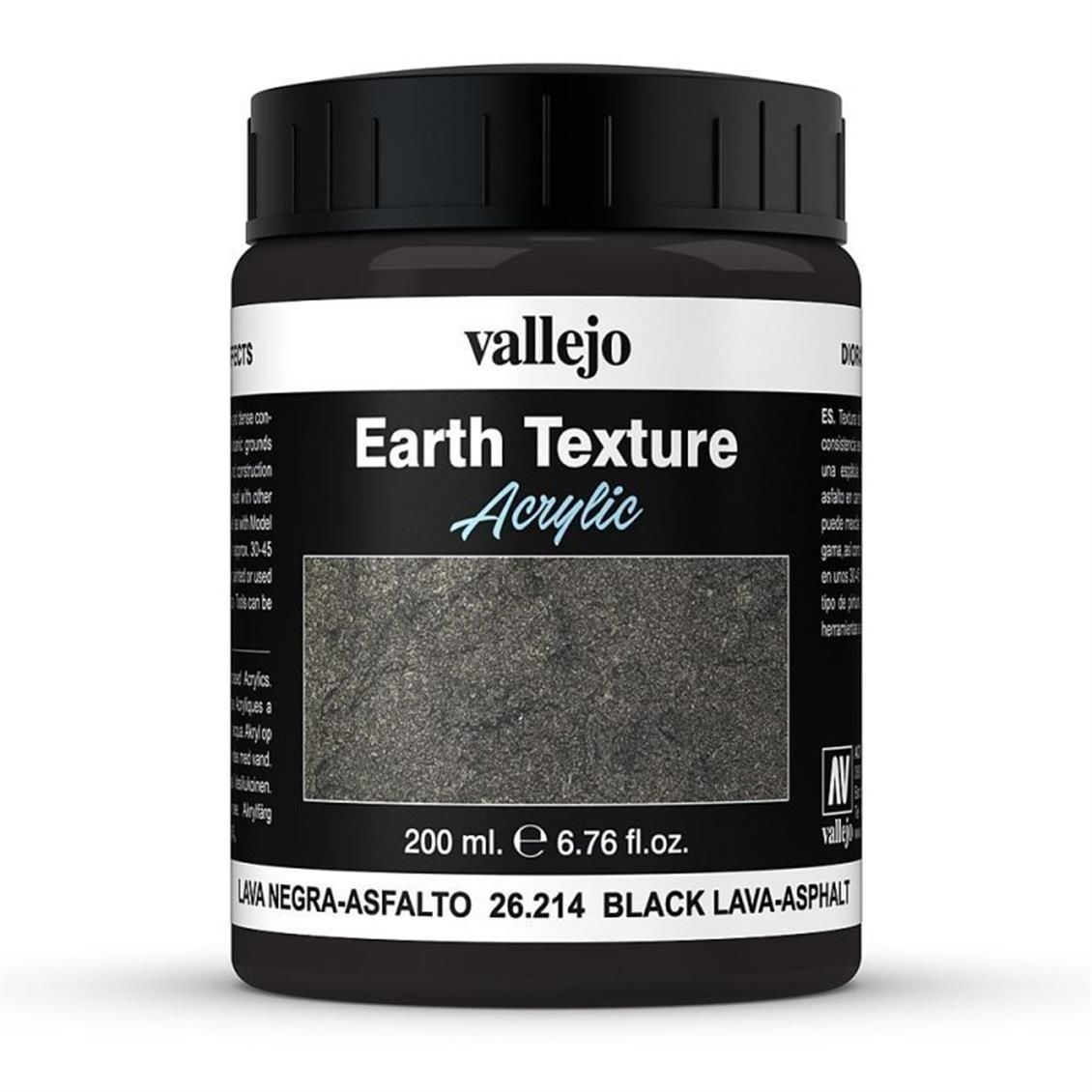 Vallejo 26214 200 ml. Black Lava, Diorama Toprak Dokusu Yapma Boyası