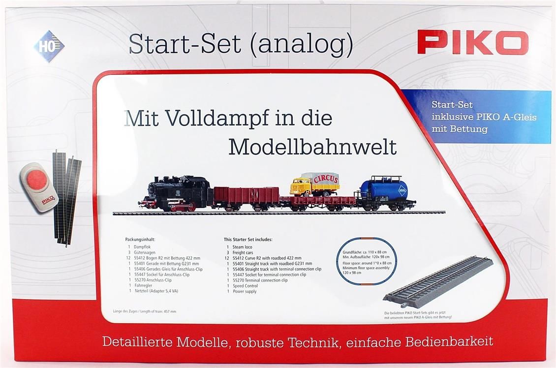 Starter Set Freight Train DB, PIKO A-track w. Railbed