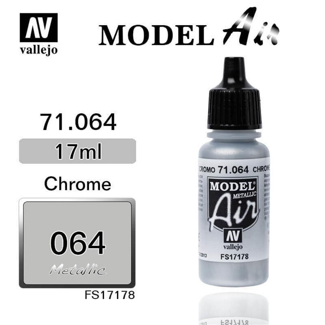Vallejo 71064 17 ml. Chrome, Model Air Serisi Model Boyası