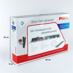 Starter Set Passenger Train DB with Steam loco + tender, PIKO A-Track w. Railbed