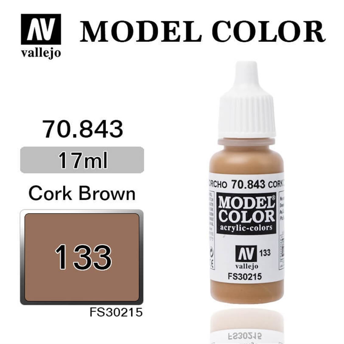 Vallejo 70843 17 ml. (133) Cork Brown-Matt, Model Color Serisi Model Boyası