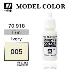 Vallejo 70918 17 ml. (5) Ivory-Matt, Model Color Serisi Model Boyası