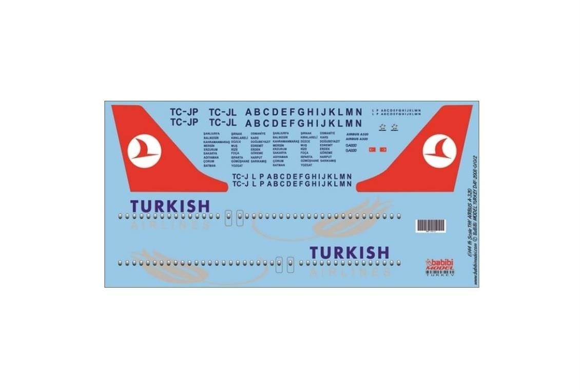 Babibi DAT01012 1/144 Thy, Airbus A320, Dekal Çıkartma