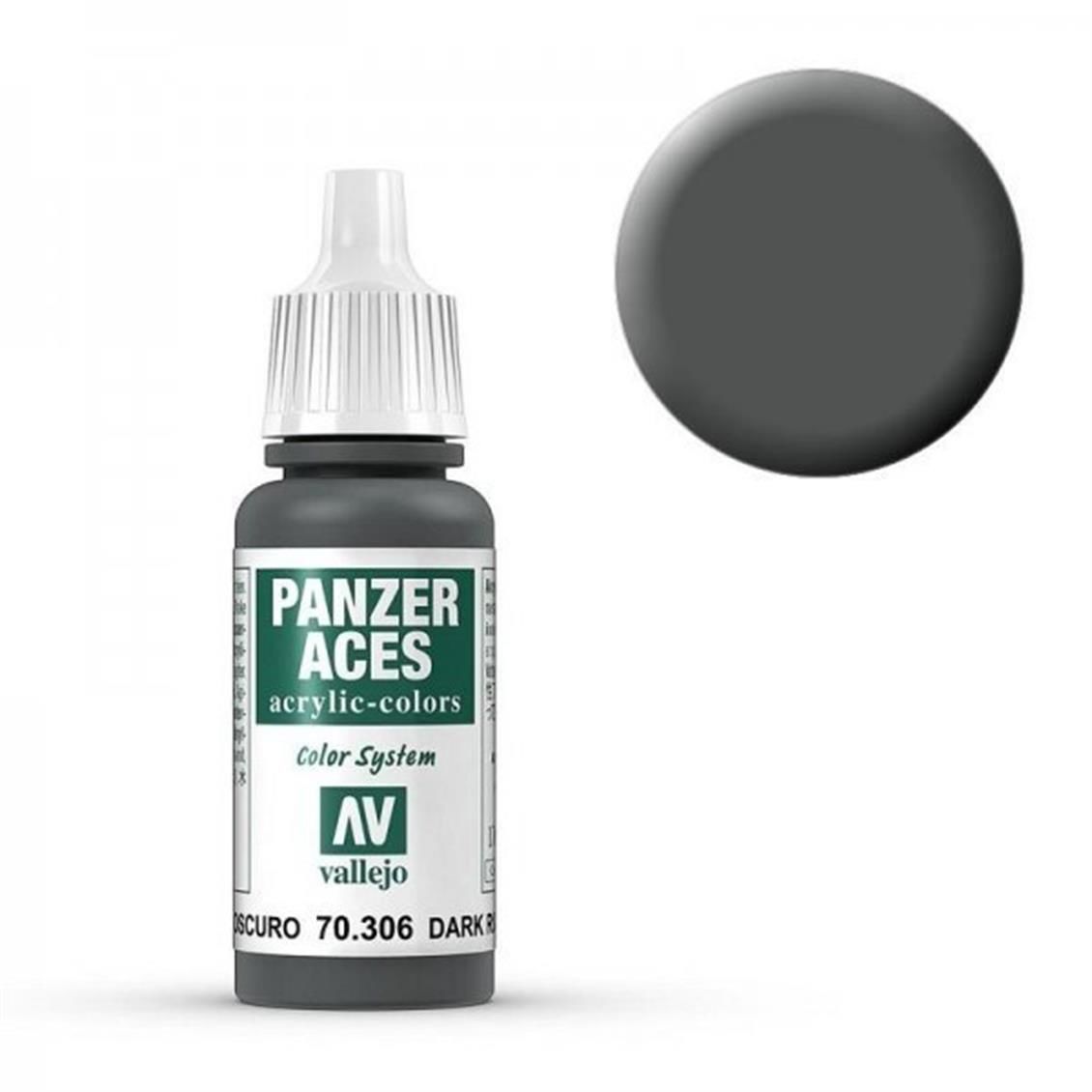 Vallejo 70306 17 ml. Dark Rubber, Panzer Aces Serisi Model Boyası