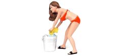 American Diorama AD76264 1/18 Ölçek Araba Yıkayan Bikinili Kız (Cindy) Sergilemeye Hazır Plastik Figürü with water bucket