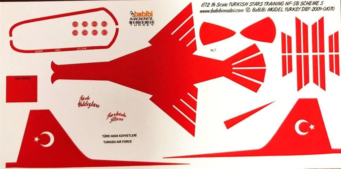 Babibi DBT01070 1/72 Türk Yıldızları Training-5, Dekal Çıkartma