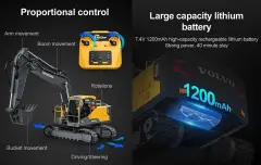 1/16 Volvo RC Metal Dişli ve Metal Kepçeli Ekskavatör