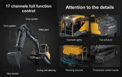 1/16 Volvo RC Metal Dişli ve Metal Kepçeli Ekskavatör