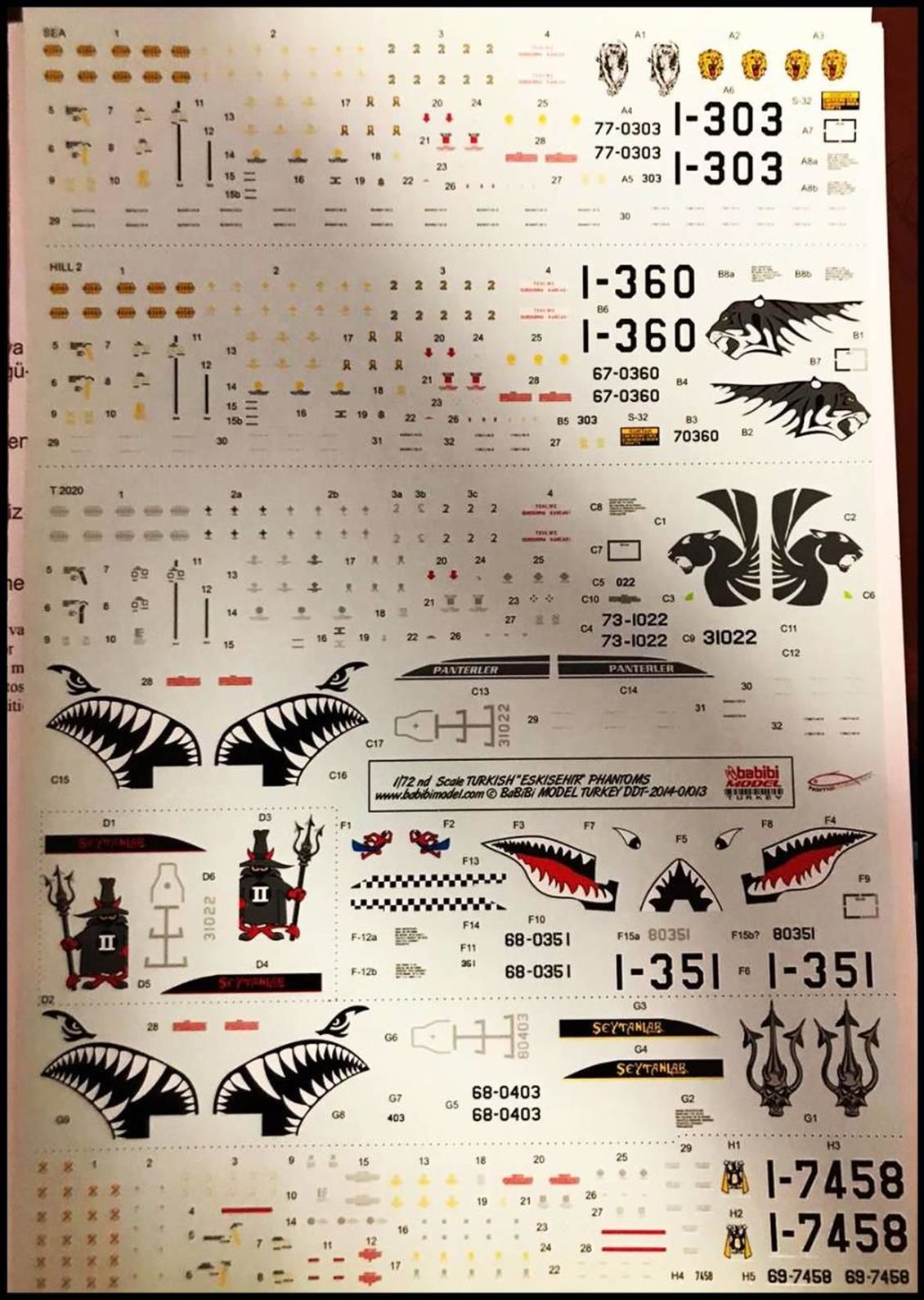 Babibi DDT01013 1/72 Turkish Eskişehir Phantoms-3, Dekal Çıkartma