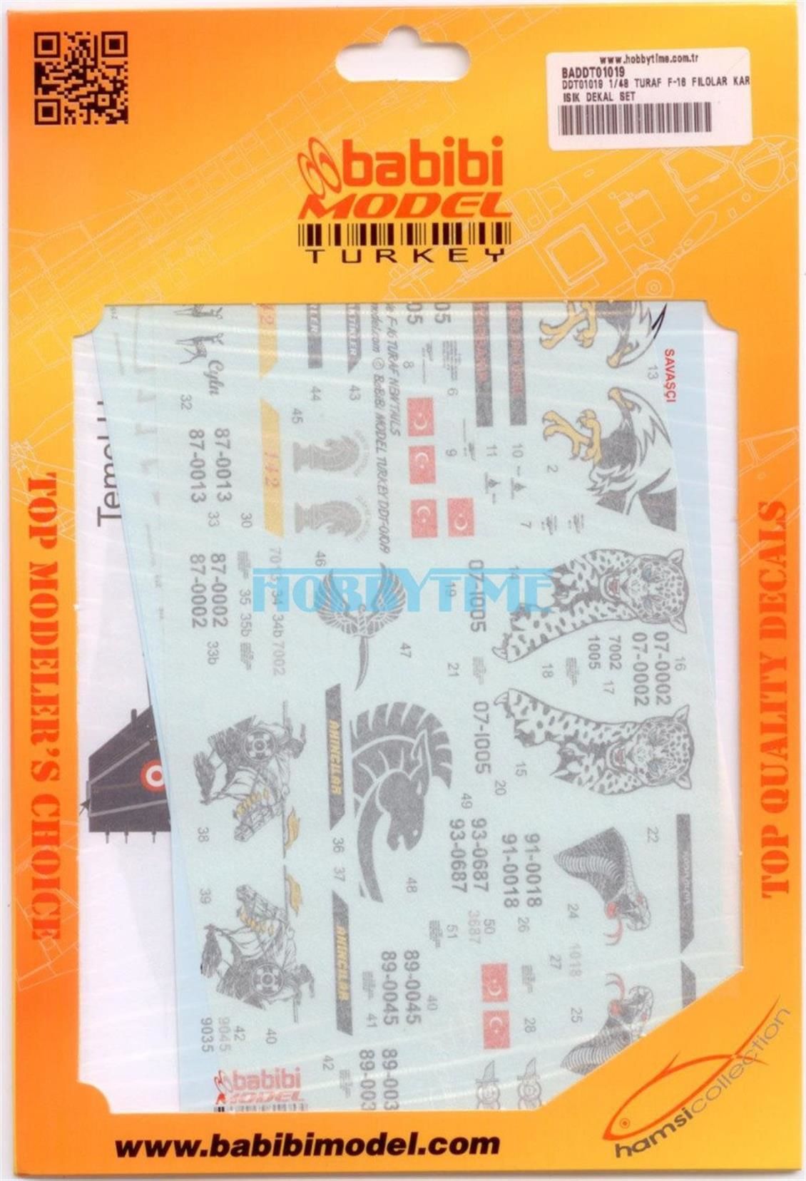 Babibi DDT01019 1/48 Turaf F-16, Filolar Karışık, Dekal Çıkartma