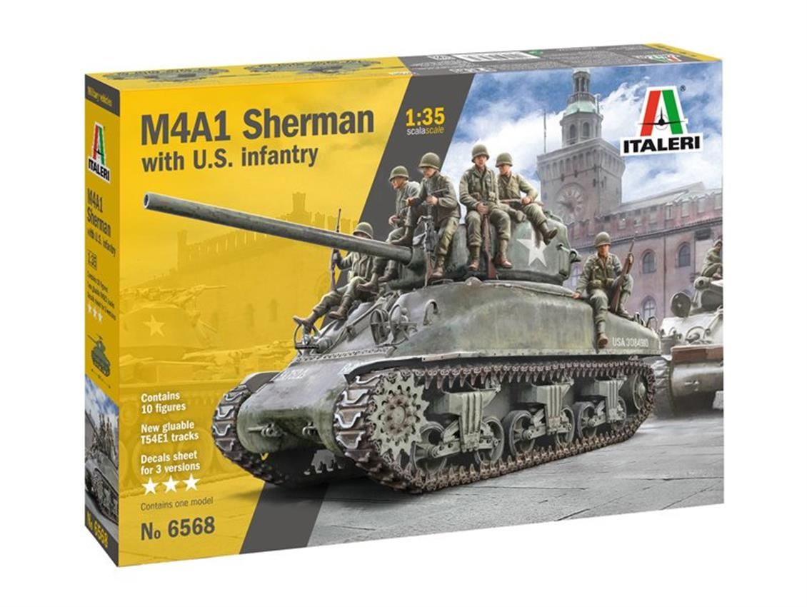 Italeri 6568S 1/35 M4A1 Sherman Tank ve Mürettebatı Demonte Plastik Maketi