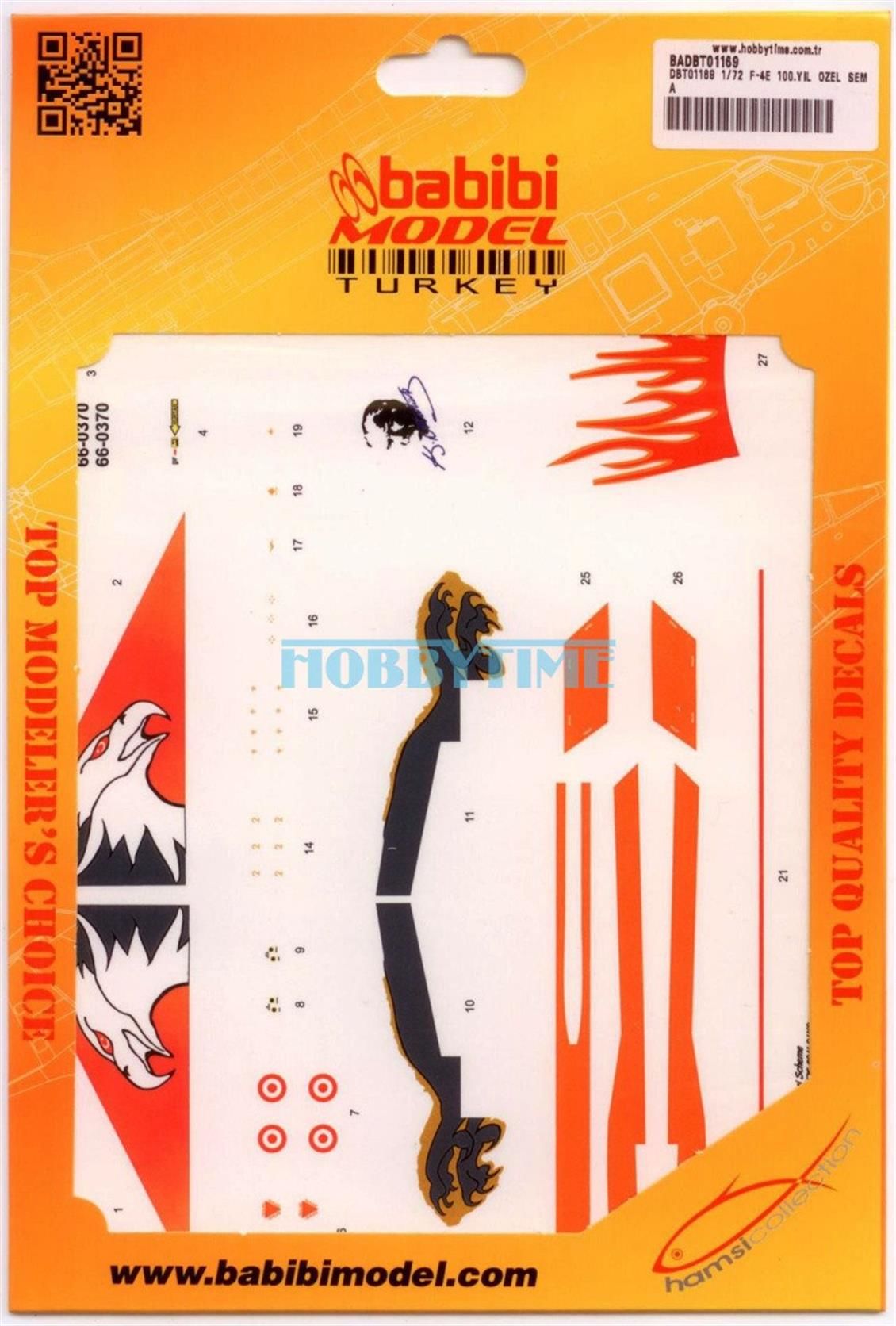Babibi DBT01169 1/72 F-4E, 100.Yıl Özel, Dekal Çıkartma