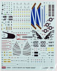 Academy 12563 1/72 USN F-14A (VF-143 Pukin Dogs) Savaş Uçağı Demonte Plastik Maketi