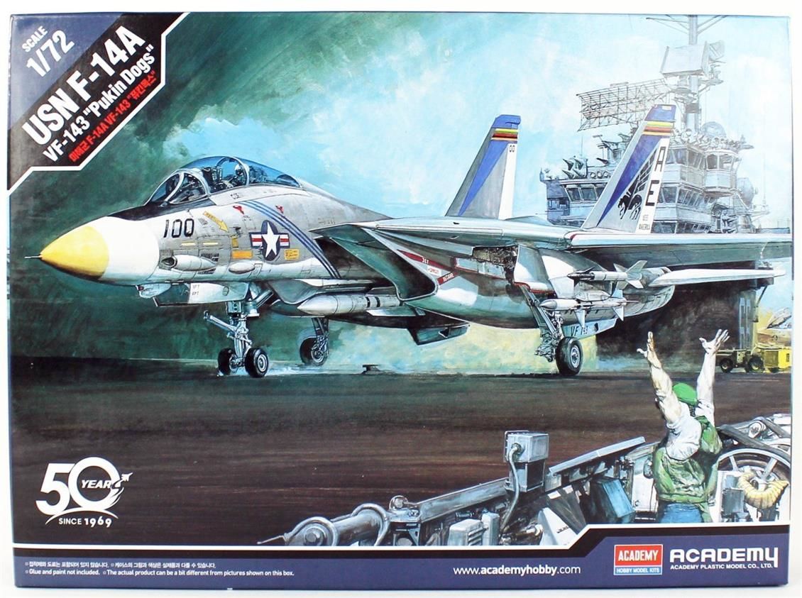 Academy 12563 1/72 USN F-14A (VF-143 Pukin Dogs) Savaş Uçağı Demonte Plastik Maketi