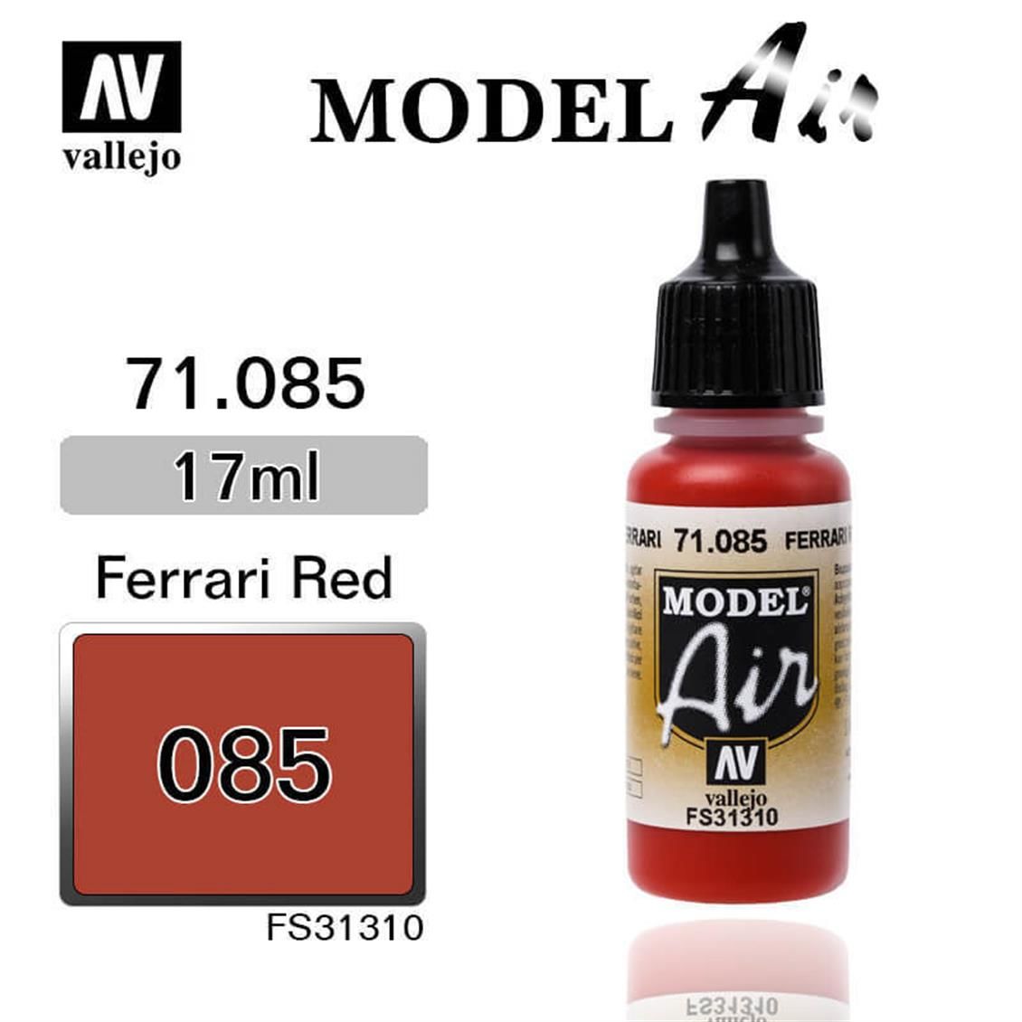 Vallejo 71085 17 ml. Ferrari Red, Model Air Serisi Model Boyası