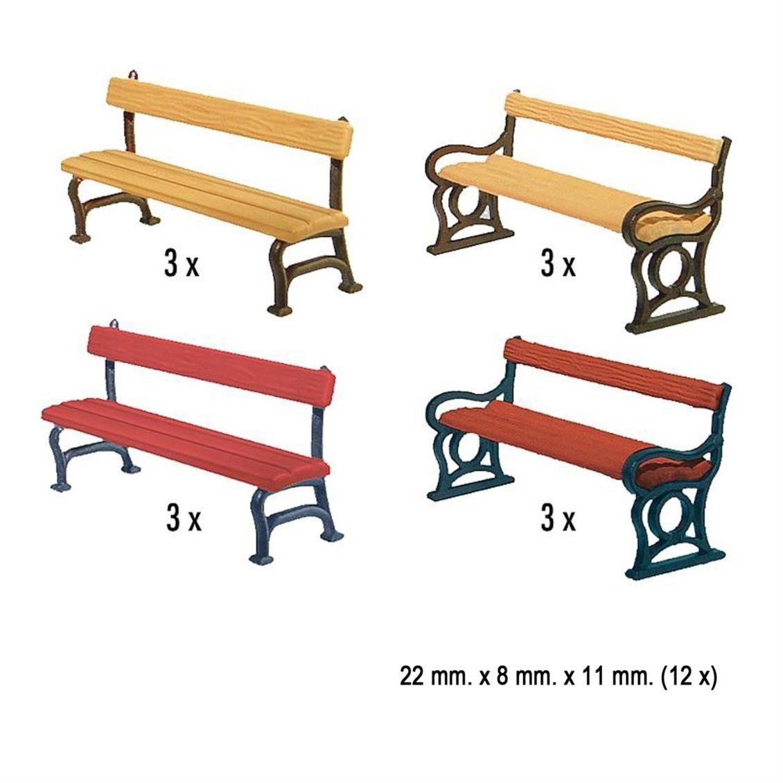 Faller 180443 1/87 Park Bankları ( 12 Adet ) Demonte Plastik Maketi