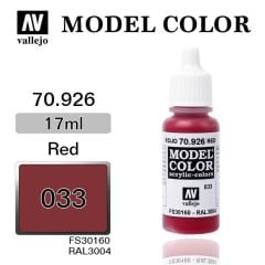 Vallejo 70926 17 ml. (33) Red-Matt, Model Color Serisi Model Boyası
