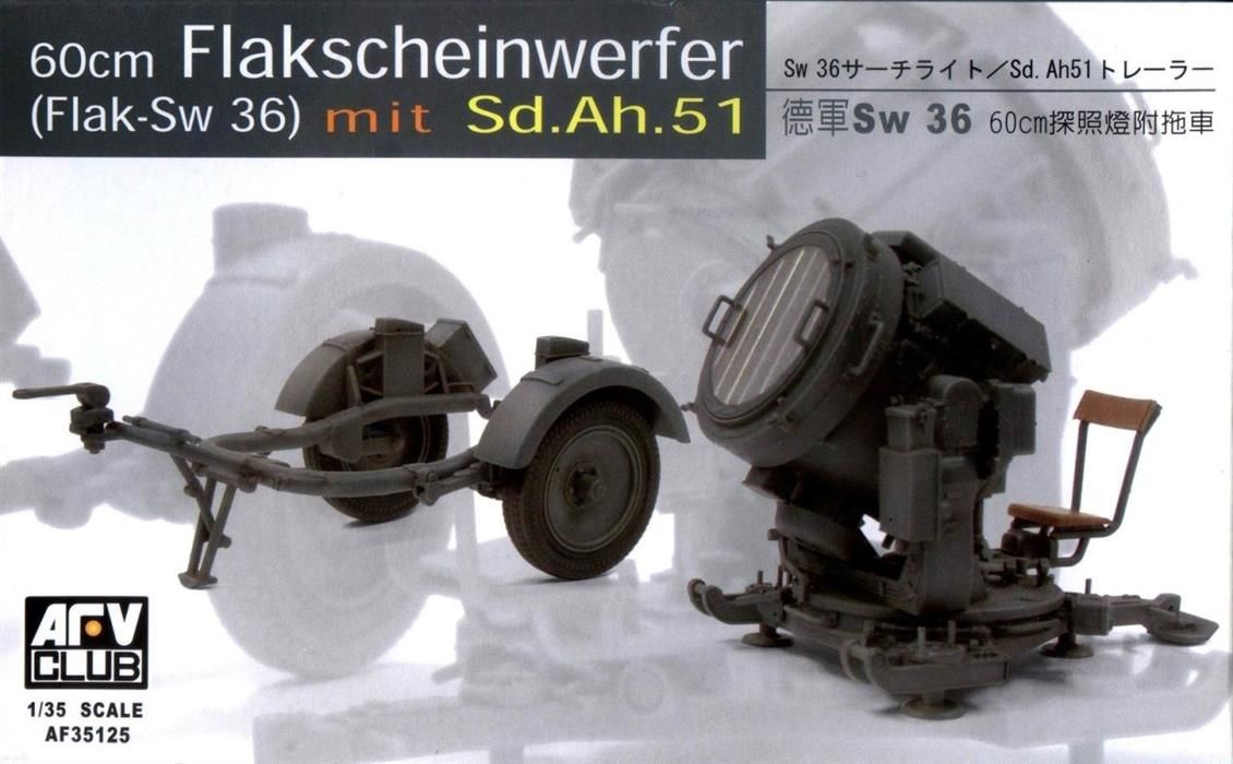 AFV Club AF35125 1/35 German SW-36 Searchlight with Sd.ah.51 Trailer Işıldak Demonte Plastik Maketi