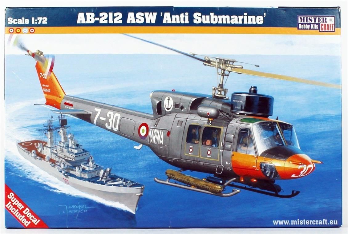 Mistercraft D057 1/72 AB-212 ASW Denizaltı Avcı Helikopteri Demonte Plastik Maketi