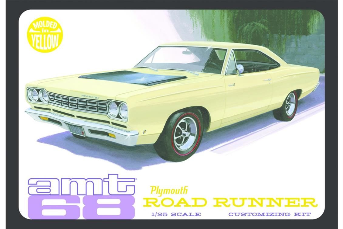 AMT 849 1/25 1968 Plymouth Roadrunner - Yellow  Araba  Demonte Plastik Maketi