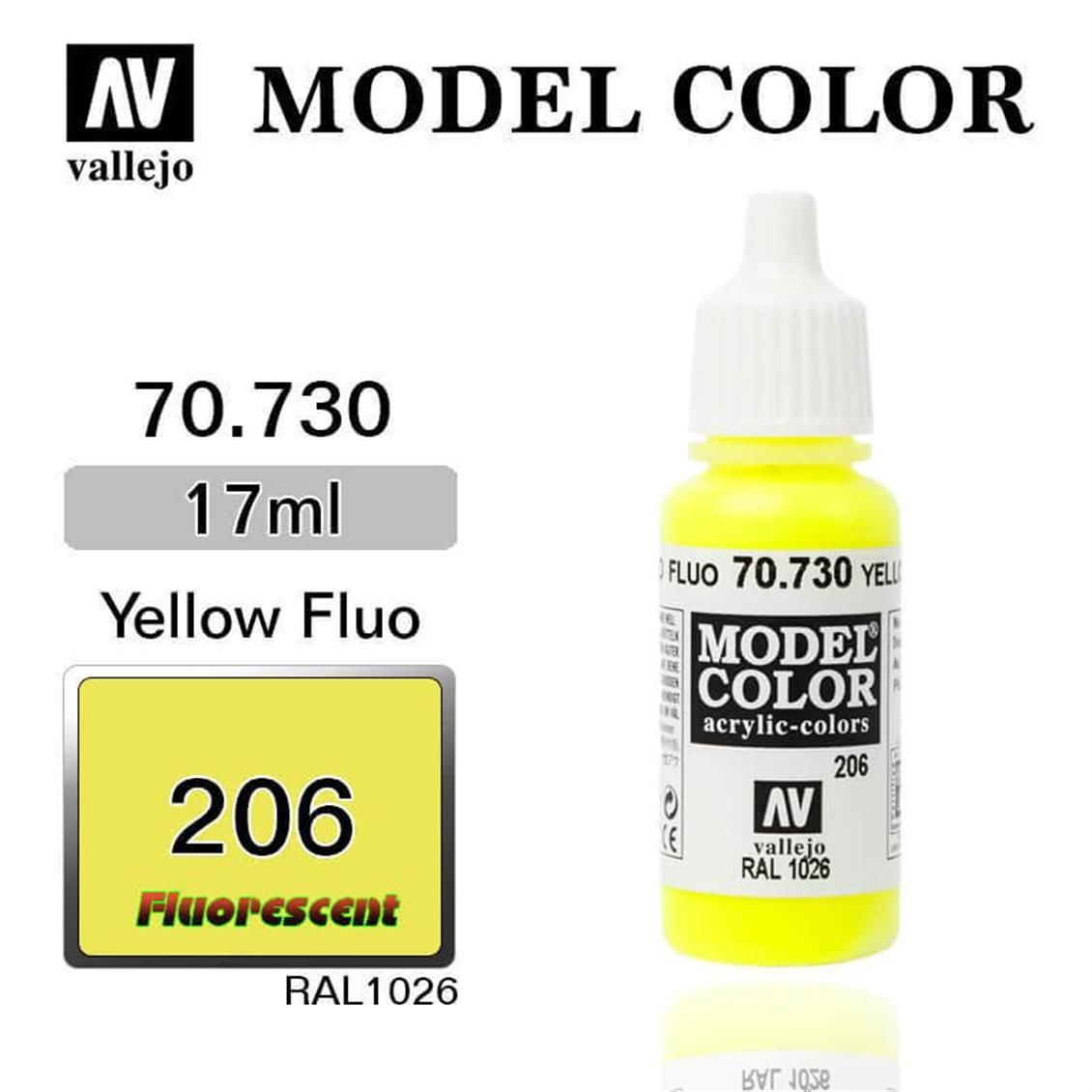 Vallejo 70730 17 ml. (206) Yellow Fluorescent, Model Color Serisi Model Boyası