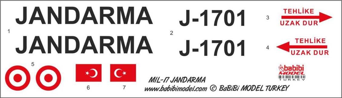 Babibi DBT01226 1/72 MİL-17, Jandarma, Dekal Çıkartma