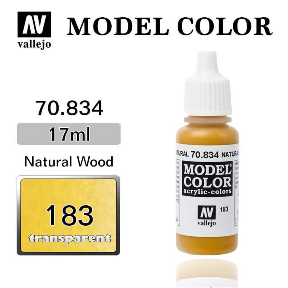 Vallejo 70834 17 ml. (183) Natural Wood-Transparent, Model Color Serisi Model Boyası