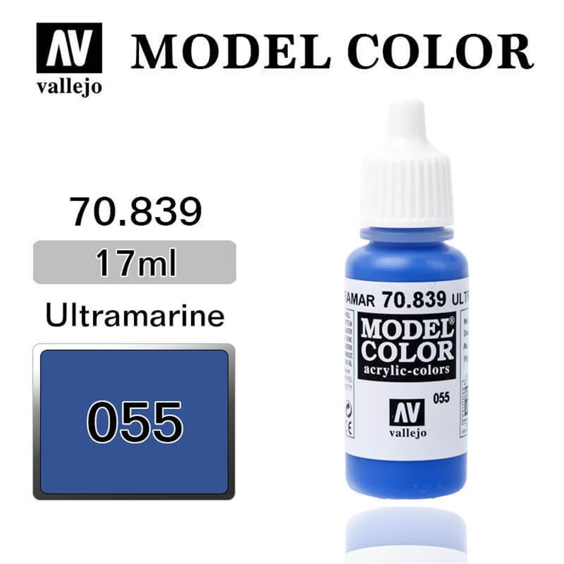 Vallejo 70839 17 ml. (55) Ultramarine-Matt, Model Color Serisi Model Boyası