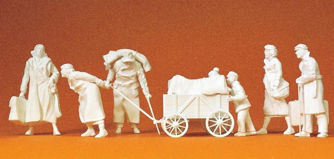 Preiser 64007 1/35 Ölçek mülteci figürleri - boyasız Figürleri