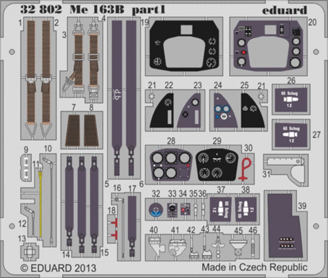EDUARD 32802 1/32 Me 163B S.A. FOR MENG Maket Deta