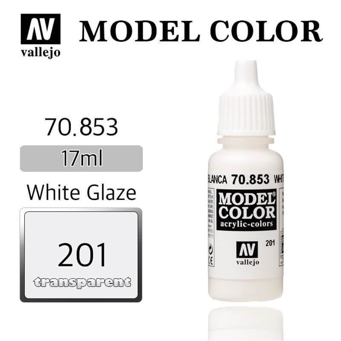 Vallejo 70853 17 ml. (201) White Glaze-Glaze, Model Color Serisi Model Boyası