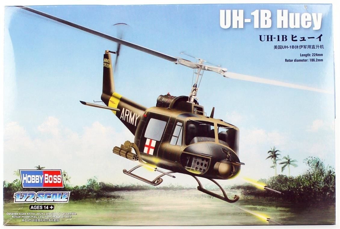 HobbyBoss 87228 1/72 UH-1B Huey Helikopteri Demonte Plastik Maketi
