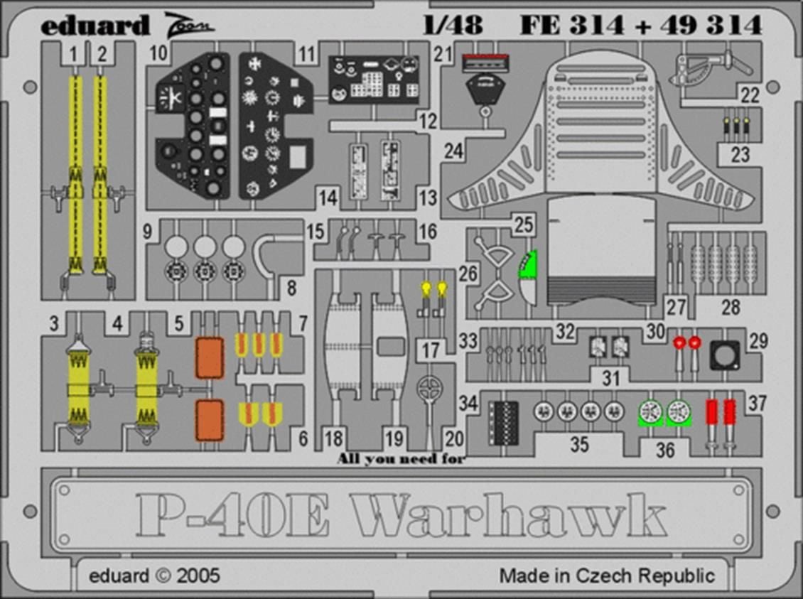EDUARD 49314 1/48 P-40E FOR HASEGAWA Maket Detay S