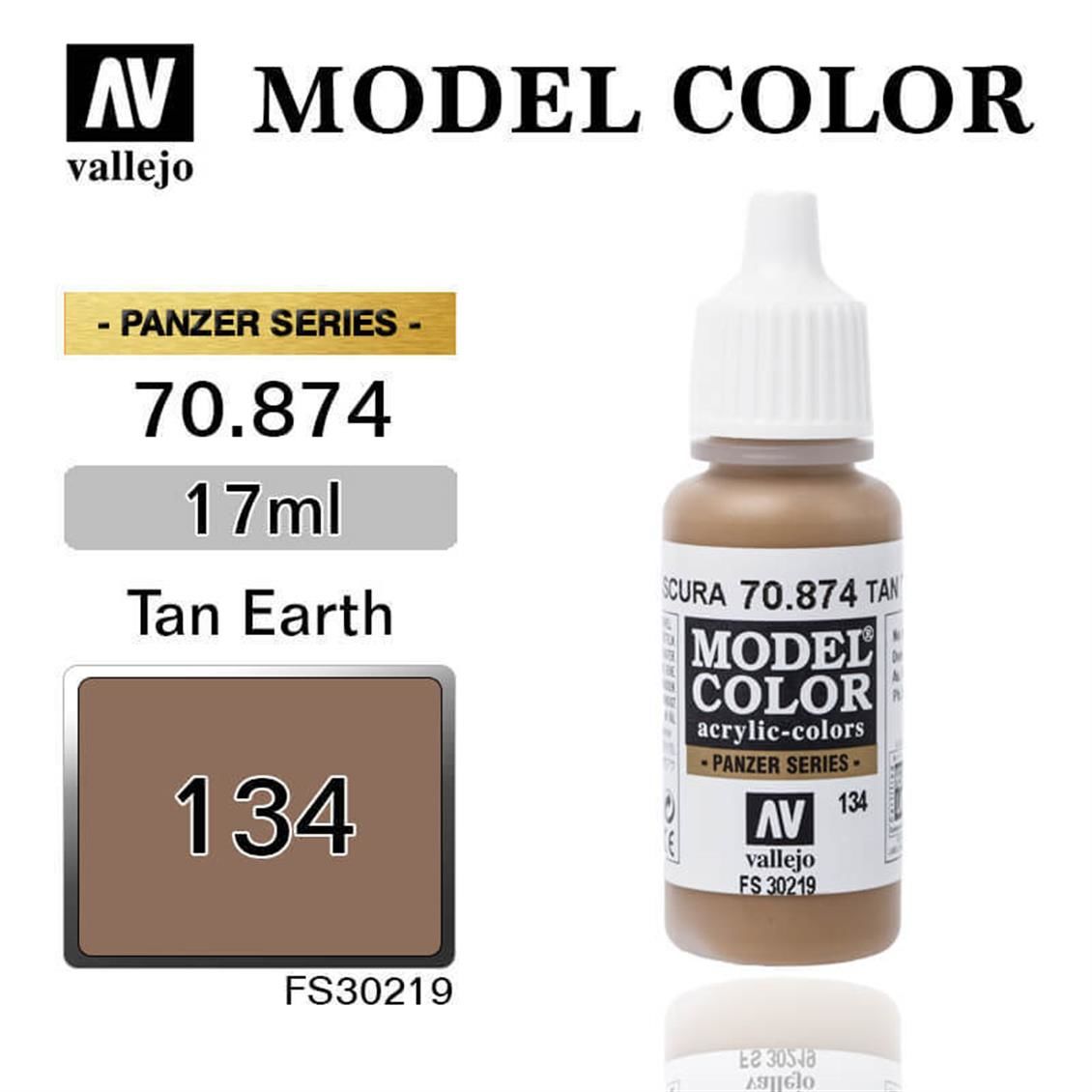Vallejo 70874 17 ml. (134) Tan Earth-Matt, Model Color Serisi Model Boyası