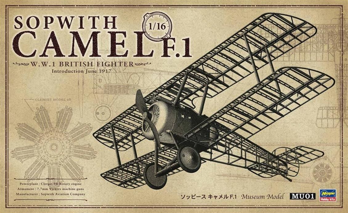 Hasegawa MU01 50031 1/16 Ölçek Sopwith Camel F.1 Uçak Plastik Model Kiti