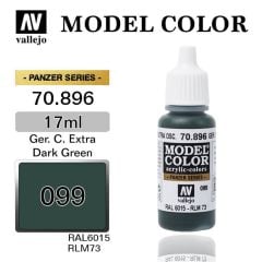 Vallejo 70896 17 ml. (99) Ger. Cam. Extra Dark Green-Matt, Model Color Serisi Model Boyası