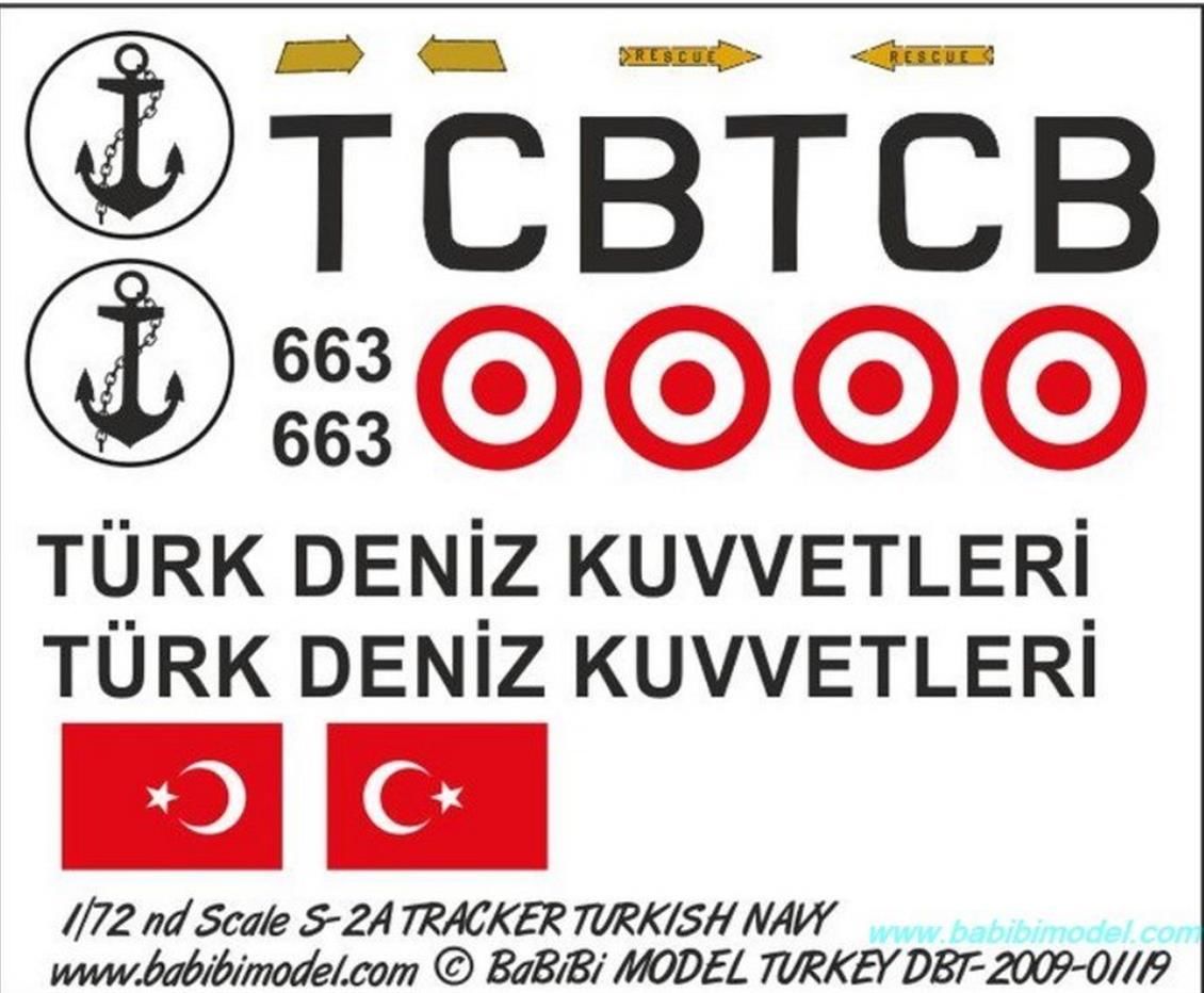 Babibi DBT01310 1/48 Grumman S-2 Tracker, T.Dz.Kuvvetleri, Dekal Çıkartma