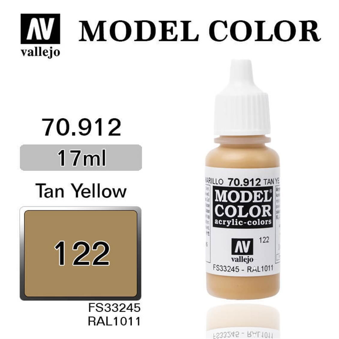Vallejo 70912 17 ml. (122) Tan Yellow-Matt, Model Color Serisi Model Boyası