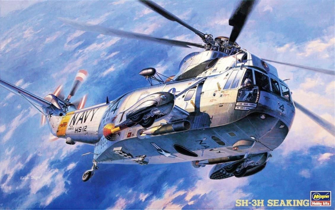 Hasegawa PT1 07201 1/48 Ölçek Sikorshy SH-3H Seaking Helikopter Plastik Model Kiti