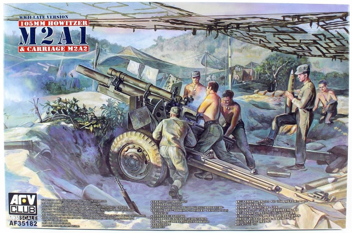 AFV Club AF35182 1/35 105mm HOWITZER M2A1 Arabalı M2A2 (WW II Version) Topu Demonte Plastik Maketi