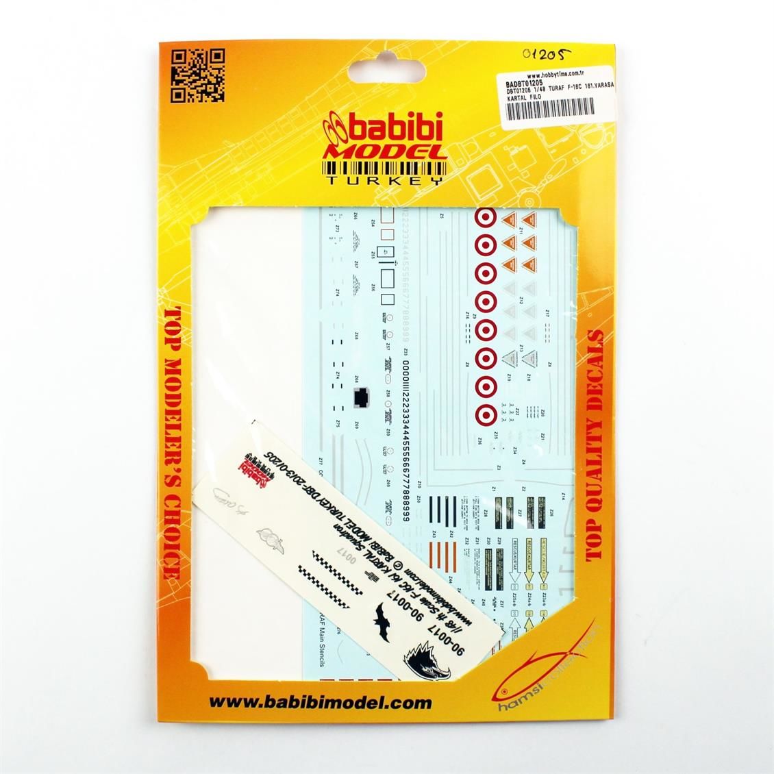 Babibi DBT01205 1/48 Turaf F-16C, 161.Yarasa & Kartal Filo, Dekal Çıkartma