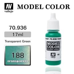 Vallejo 70936 17 ml. (188) Transparent Green-Transparent, Model Color Serisi Model Boyası