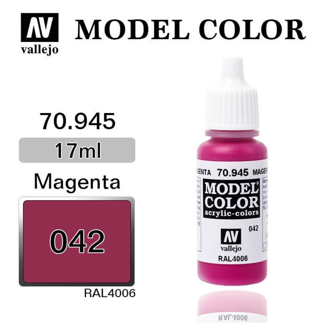 Vallejo 70945 17 ml. (42) Magenta-Matt, Model Color Serisi Model Boyası