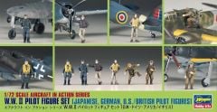 Hasegawa X72-8 35008 1/72 Ölçek WW II Karışık Pilot Figürleri Plastik Model Kiti